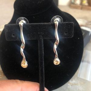 Modern Topaz Crystal Sterling Twist Earrings,NWT